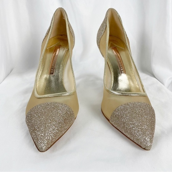 Sophia Webster Jasmine Crystal Glitter Pointed Toe Pumps Heels Cocktail Bridal - Picture 5 of 9